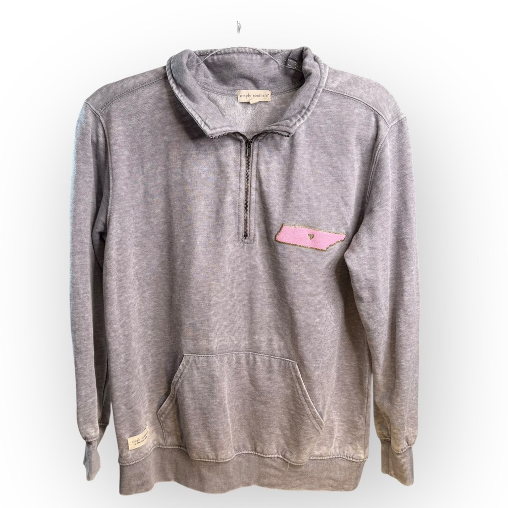 Simply Southern Tennessee Pullover Sweatshirt Quarter‎ Zip Gray Size S